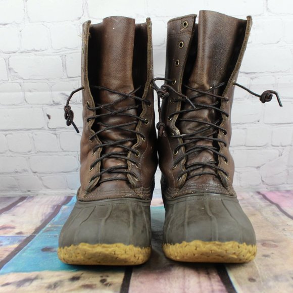 LL Bean Brown Leather Unlined Mid-Calf Hunting Duck Bean Boot Size 11 M - Picture 4 of 9